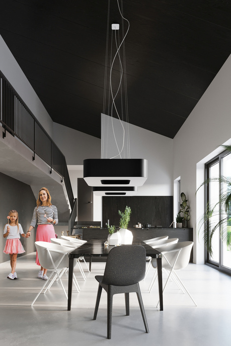 URANO 60 lámpara de araña negro + 8x bombilla LED E27 4000K Fría 7.5W 650lm