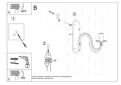 Aplique MINERWA blanco + 1x bombilla LED E14 3000K Cálida 7,5W 620lm