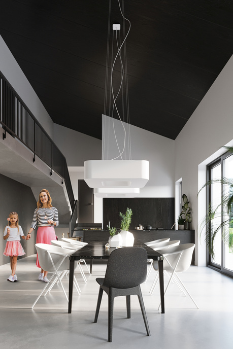 URANO 60 lámpara de araña blanco + 8x bombilla LED E27 4000K Fría 7,5W 650lm