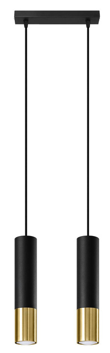 LOOPEZ 2 negro/oro lámpara colgante + 2x GU-10 3000K Cálido 7W Bombilla LED 620lm