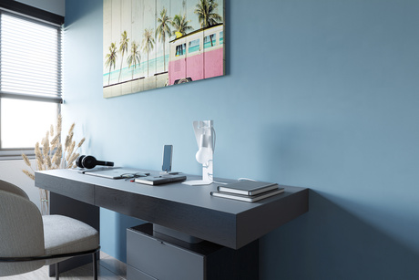 Lámpara de escritorio ARBY blanca + 1x bombilla LED E27 3000K cálida 7,5W 620lm