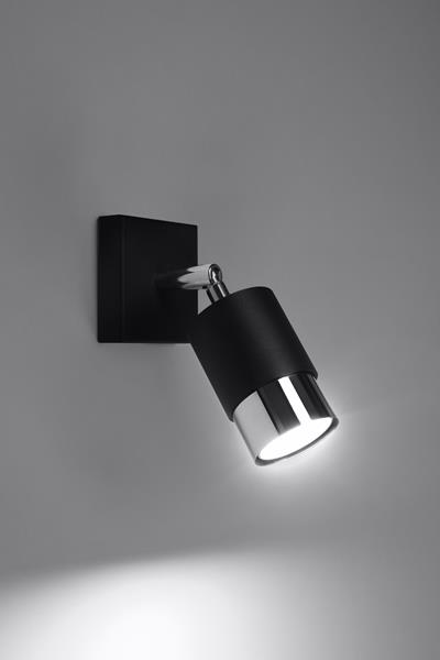 Aplique NERO negro/cromo + 1x bombilla LED GU-10 4000K Fría 7W 630lm