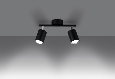 Plafond LEMMI 2 negro + 2x bombilla LED GU-10 4000K Fría 7W 530lm