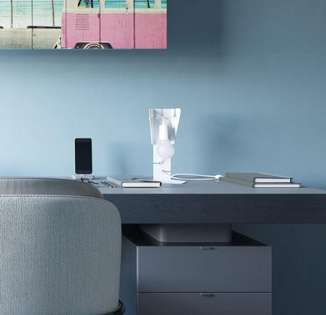 Lámpara de escritorio ARBY blanca + 1x bombilla LED E27 4000K Fría 7,5W 650lm