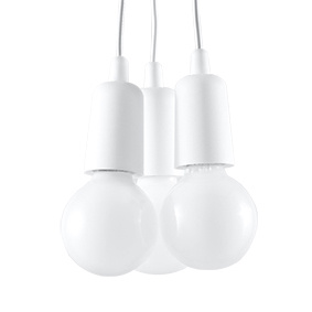 DIEGO 3 lámpara colgante blanco + 3x bombilla LED E27 4000K Fría 7,5W 650lm