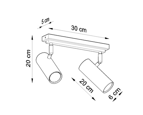 Plafond DIREZIONE 2 blanco +2x Bombilla LED GU-10 3000K Cálido 7W 620lm