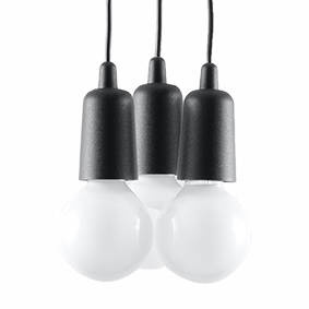 DIEGO 3 lámpara colgante negro + 3x bombilla LED E27 4000K Fría 7,5W 650lm