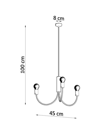 Lámpara de araña PICCOLO 3 + 3x bombilla LED E27 3000K Cálida 7,5W 620lm