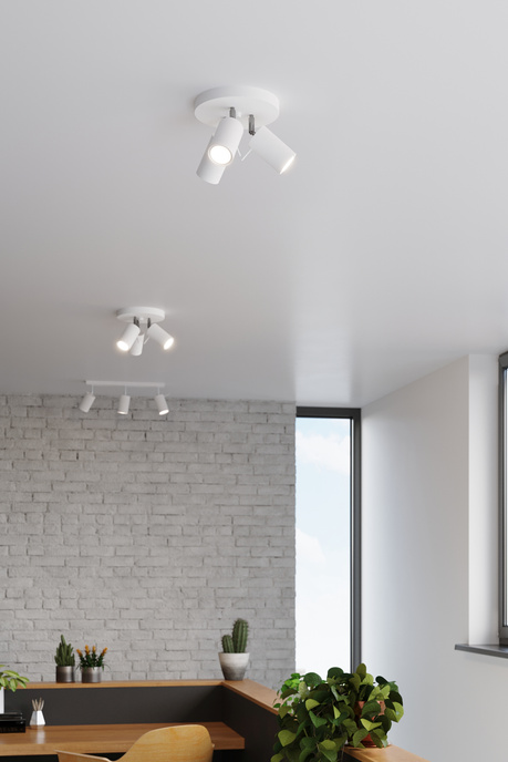 Plafond RING 3P blanco + 3x Bombilla LED GU-10 3000K Cálida 7W 620lm