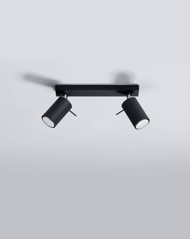 Plafond RING 2 negro + 2x bombilla LED GU-10 4000K Fría 7W 630lm