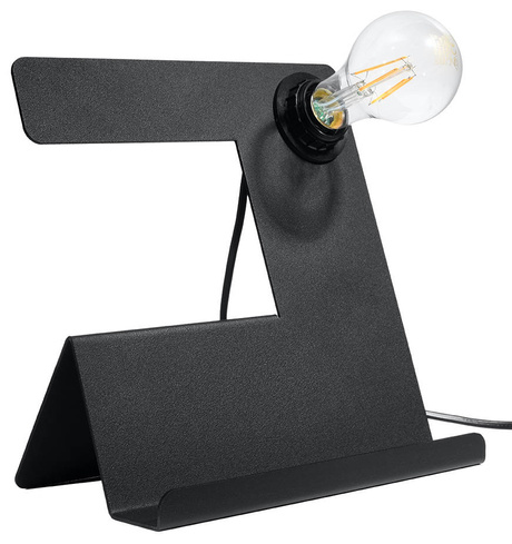 Lámpara de escritorio INCLINE negra + 1x bombilla LED E27 4000K Fría 7,5W 650lm