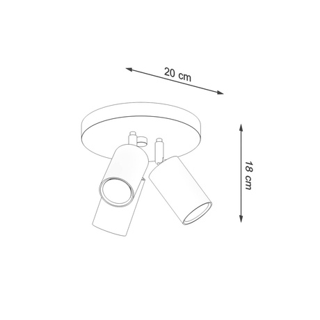 Plafond RING 3P blanco + 3x Bombilla LED GU-10 3000K Cálida 7W 620lm