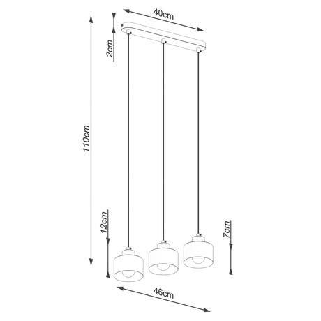 SAVAR 3 lámpara colgante negro + 3x bombilla LED E27 3000K Warm 7,5W 620lm