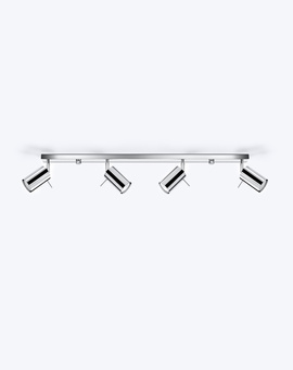 Plafond RING 4L cromado + 4x bombilla LED GU-10 3000K Cálida 7W 620lm