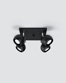 Plafond OCULARE 4 negro + 4x bombilla LED GU-10 3000K Cálido 7W 620lm