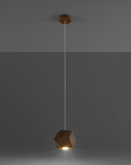 WOODY lámpara colgante de madera natural + 1x GU-10 3000K cálido 7W bombilla LED 620lm