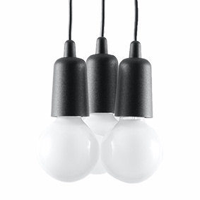 DIEGO 3 lámpara colgante negro + 3x bombilla LED E27 4000K Fría 7,5W 650lm