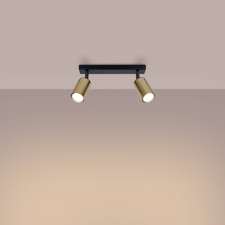 WINX 2 Plafón negro/oro + 2x bombilla LED GU-10 3000K Cálido 7W 510lm