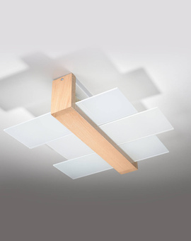 Plafond FENIKS 2 madera natural + 2x bombilla LED E27 3000K Cálida 7,5W 620lm