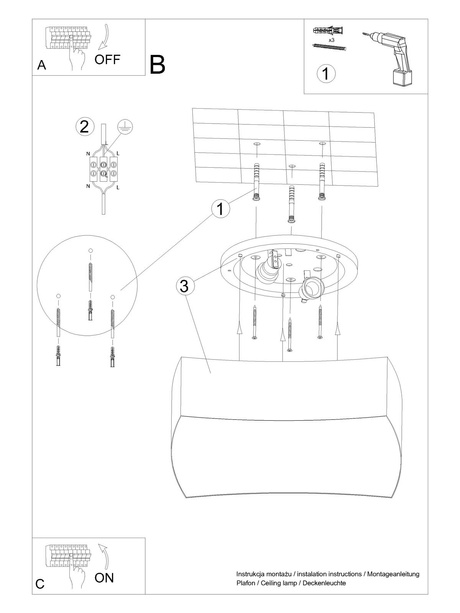 Plafond SQUARE 1 blanco + 2x bombilla LED E27 3000K Cálido 7,5W 620lm