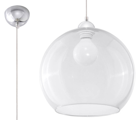 BOLA lámpara colgante transparente + 1x bombilla LED E27 3000K cálida 7,5W 620lm