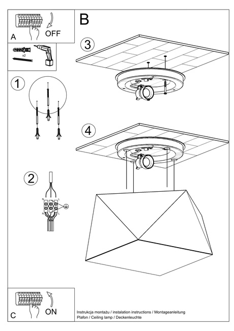 Plafond HEXA 25 CEKIN + 1x bombilla LED E27 3000K Cálida 7,5W 620lm