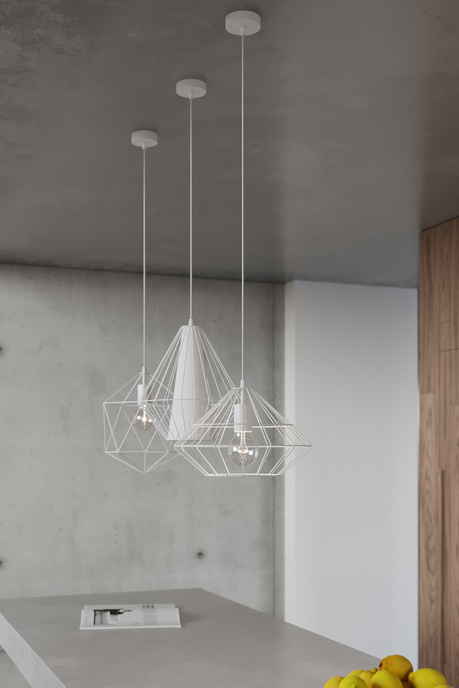 Lámpara colgante DEMI blanca + 1x bombilla LED E27 4000K Fría 7,5W 650lm