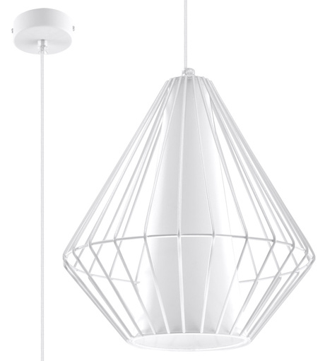 Lámpara colgante DEMI blanca + 1x bombilla LED E27 4000K Fría 7,5W 650lm