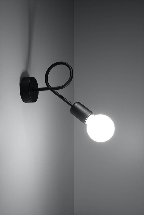 Aplique SUPEŁ negro + 1x bombilla LED E27 3000K Cálida 7,5W 620lm