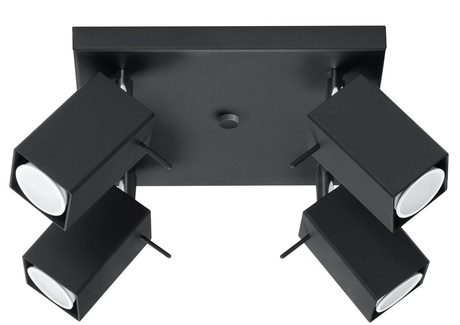 Plafond MERIDA 4 negro + 4x bombilla LED GU-10 3000K Cálido 7W 620lm