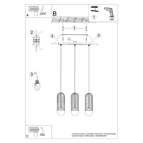 BRINA Lámpara colgante 3L blanca + 3x bombilla LED G9 4000K Frío 4,5W 460lm