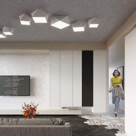 Plafond HEXA 25 BLANCO + 1x bombilla LED E27 4000K Fría 7,5W 650lm