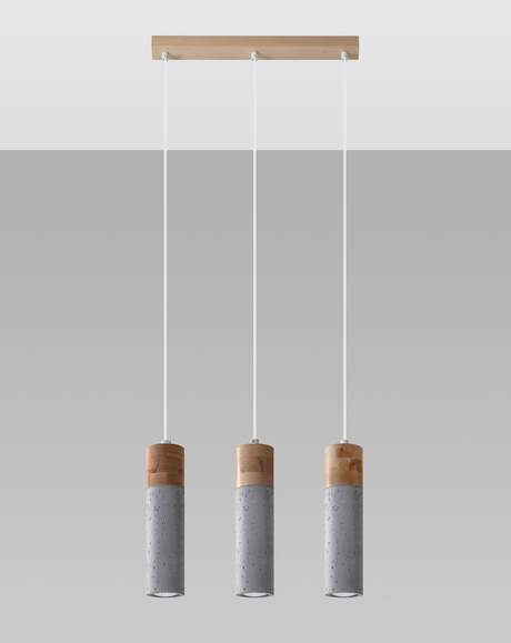 ZANE 3 lámpara colgante gris + 3 bombillas LED GU-10 4000K Fría 7W 630lm