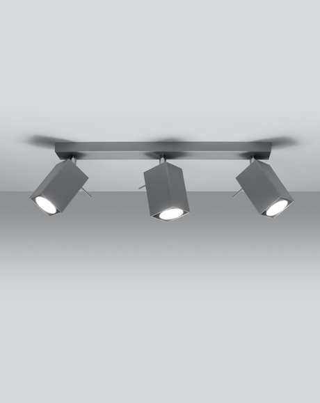 Plafond MERIDA 3 gris + 3x Bombilla LED GU-10 4000K Fría 7W 630lm