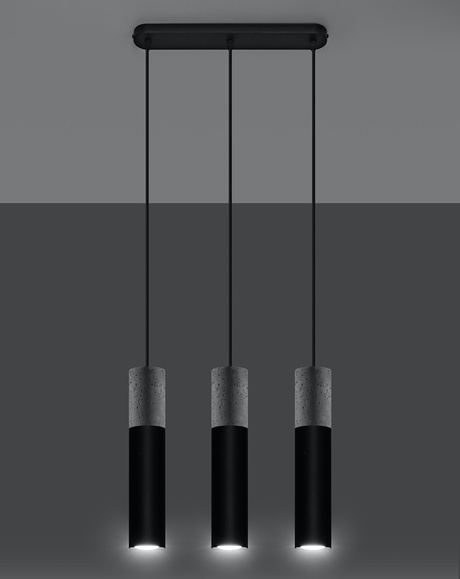 Lámpara colgante BORGIO 3 negra + 3x bombilla LED GU-10 3000K Cálida 7W 620lm