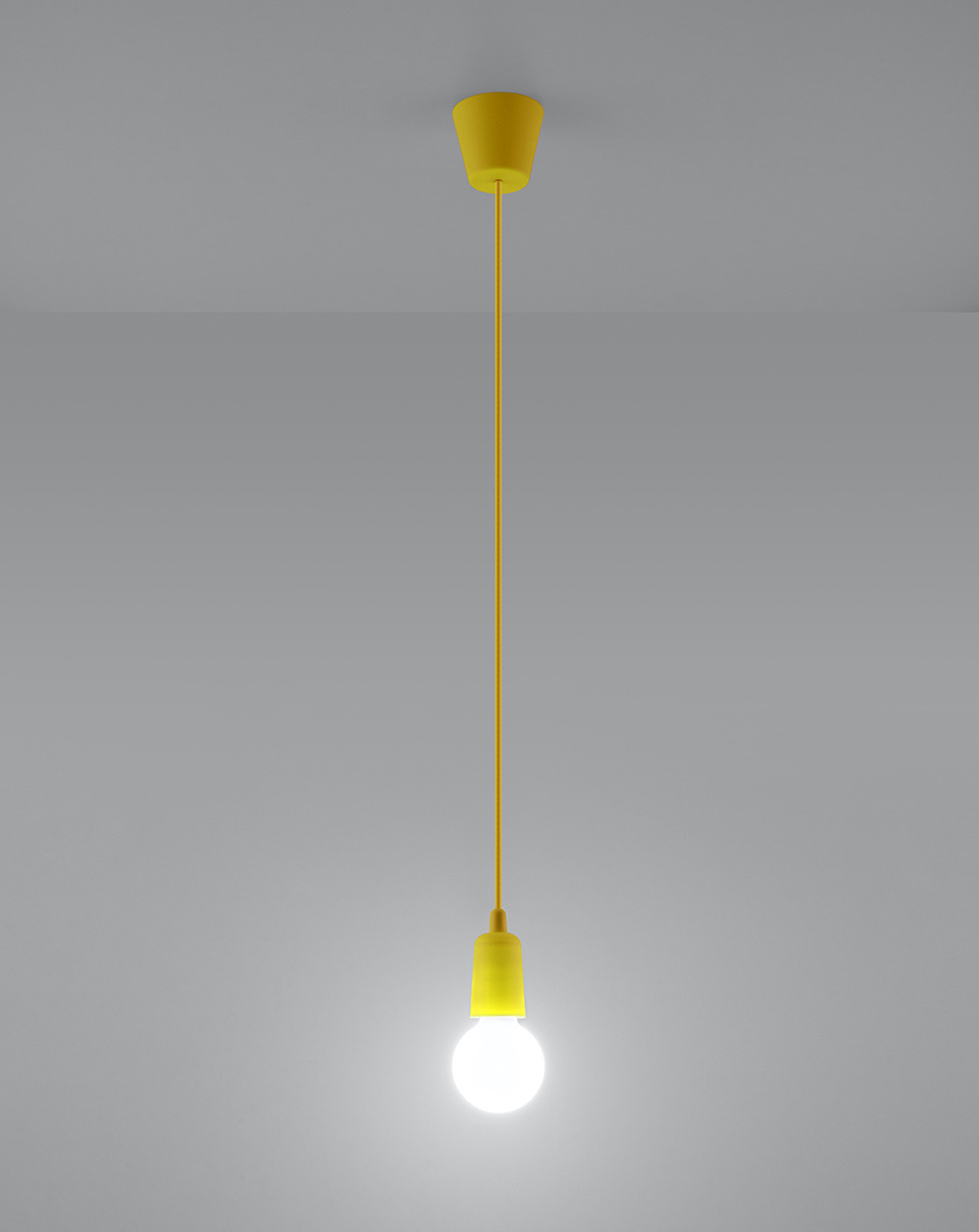 DIEGO 1 lámpara colgante amarilla + 1x bombilla LED E27 3000K Cálida 7,5W 620lm