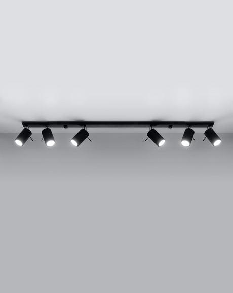 Plafond RING 6L negro + 6x Bombilla LED GU-10 4000K Fría 7W 630lm