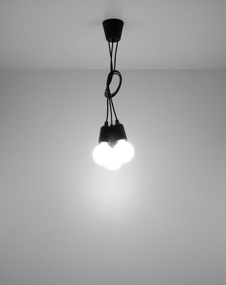 DIEGO 3 lámpara colgante negro + 3x bombilla LED E27 4000K Fría 7,5W 650lm