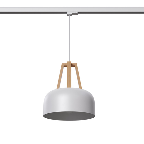 Lámpara colgante CASCO blanco/madera natural E27