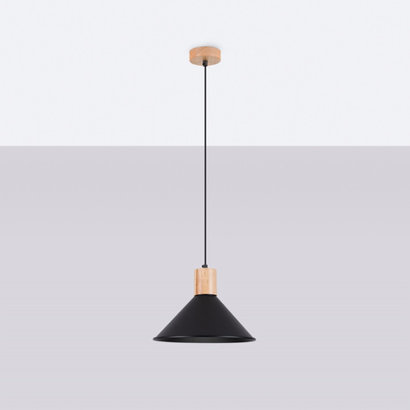 Lámpara colgante JAGA negra + 1x bombilla LED E27 4000K Frío 7,5W 690lm