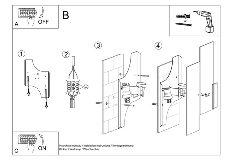 Aplique FABIANO + 2x bombilla LED E27 3000K Cálida 7,5W 620lm