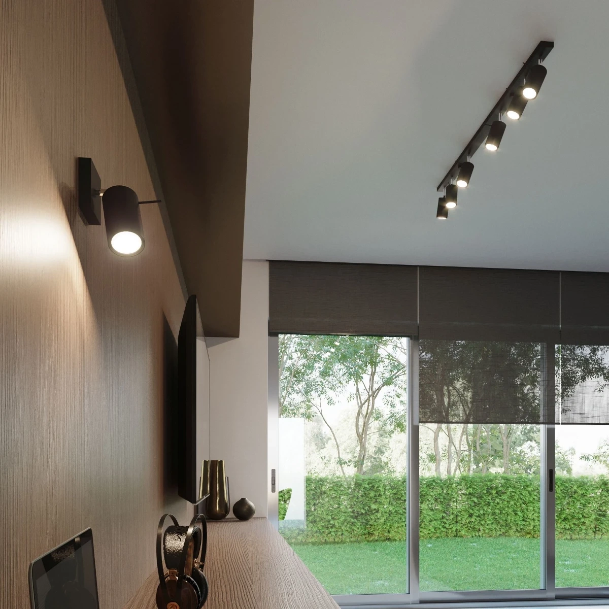 Aplique RING negro un interruptor
