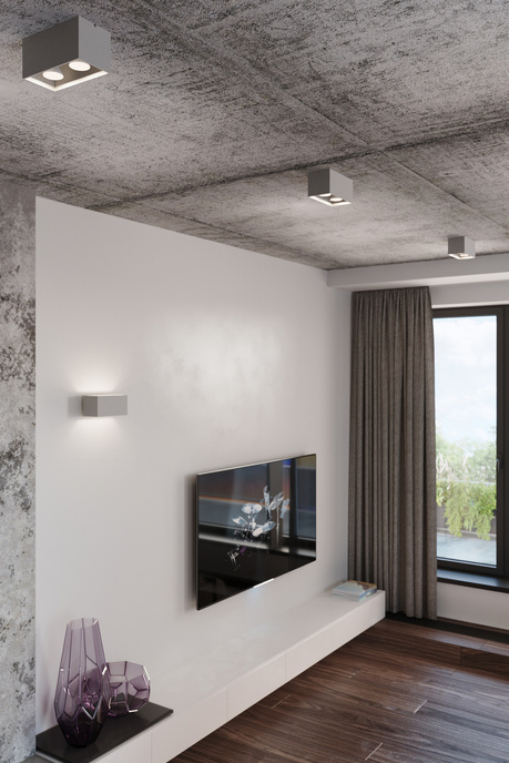 Plafond QUAD MAXI gris + 2x bombilla LED GU-10 4000K Fría 7W 630lm