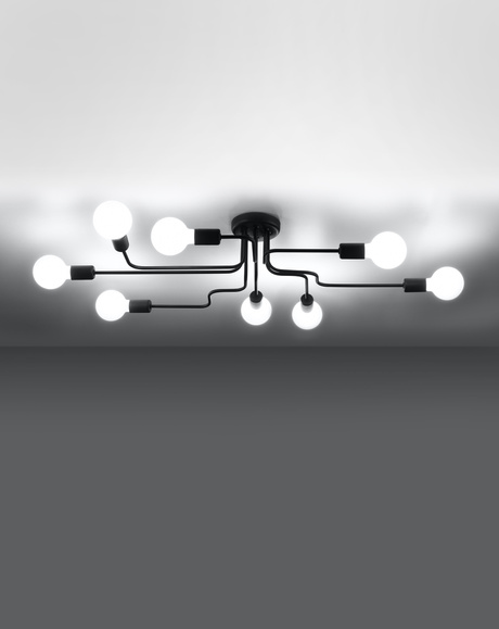 Lámpara de araña VECTOR 8 negra + 8x bombilla LED E27 4000K Fría 7,5W 650lm