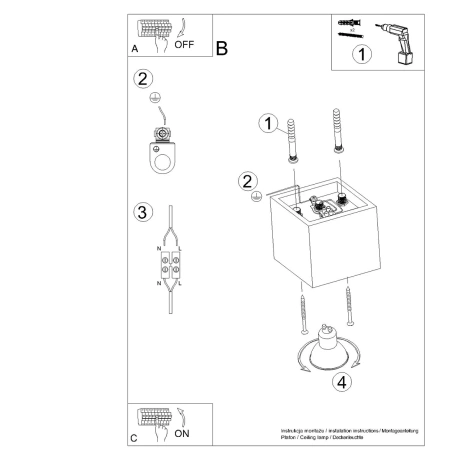 Lámpara de techo QUAD 1 oro
