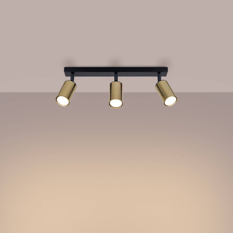 WINX 3 Plafón negro/oro + 3x bombilla LED GU-10 3000K Cálido 7W 510lm