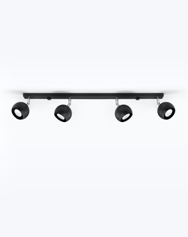 Plafond OCULARE 4L negro + 4x Bombilla LED GU-10 3000K Cálida 7W 620lm