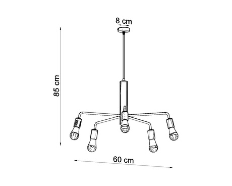 Lámpara DUOMO 5 + 5x Bombilla LED E27 4000K Fría 7,5W 650lm