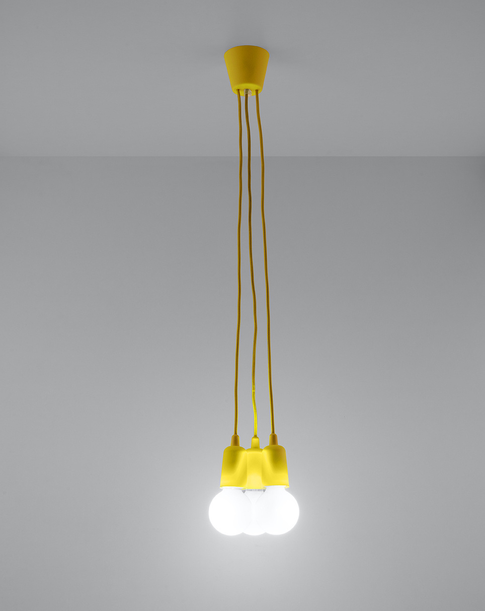 DIEGO 3 lámpara colgante amarillo + 3x bombilla LED E27 3000K Cálido 7,5W 620lm
