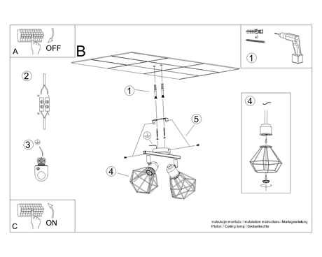 Plafond ARTEMIS 2 blanco + 2x bombilla LED E14 4000K Fría 7,5W 680lm